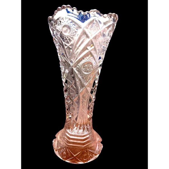 CRISTAL d'ARQUES France CHESNAY 10 3/4" Tall Lead Crystal Vase Blown Glass Disco - Picture 9 of 9